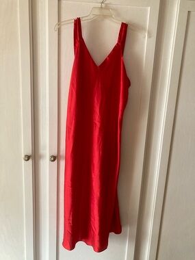 VTG Go Softly Red V-Neck Slip Lingerie Dress